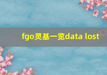 fgo灵基一览data lost